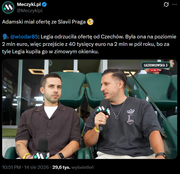 HIT! Taką ofertę Legia ODRZUCIŁA za Rafała Adamskiego!